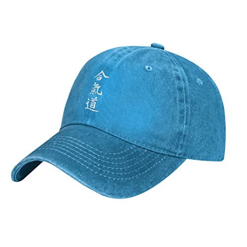 Zdlwaisw Yifhdes Aikido - Gorra de vaquero ajustable para hombres y mujeres, gorra de béisbol vintage lavada, color negro, azul, Talla única