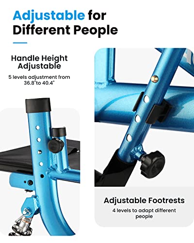 Heao 2 In 1 Rollator Walker & Transport Chair,Shock Absorber Wheelchair With All 10” Wheels For Seniors,Reversible Backrest & Detachable Footrests #TOP4