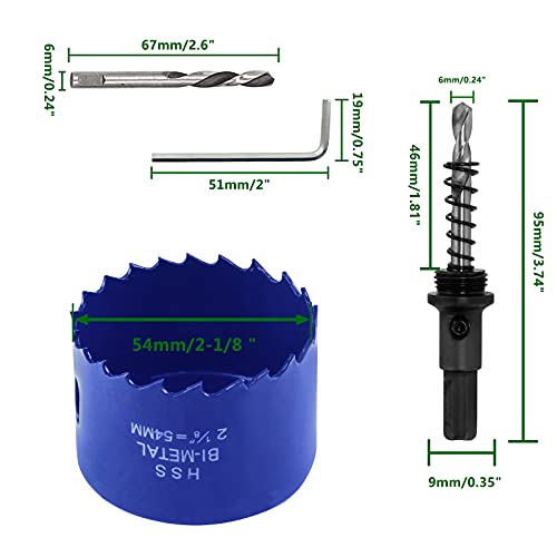 Image of Luomorgo 2 1 /8 inch Hole Saw, 54mm, 1 1 /4 inch Cutting Depth | HSS Bi-Metal, Hex Shank Drill Bit Adapter, For Wood Cornhole Boards Plastic Drywall Fiberboard