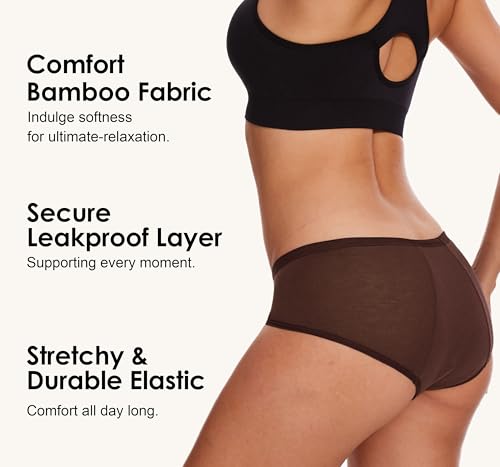 Image of YESWEL Period Underwear For Women, Leak-Proof Hipster, Brief, Heavy Flow, 3 Pack
