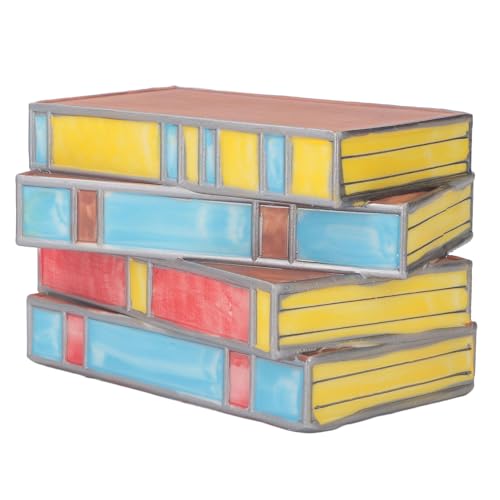 Lâmpada de Livros de Vitral Colorido, Design Vintage, Atmosfera Quente, Multifuncional, Presente Per