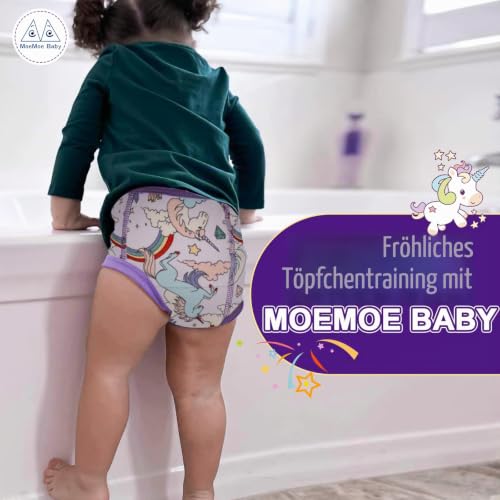 MOEMOE BABY 8 Stück Töpfchen Traininghose Kinder, Waschbar & Wiederverwendbar Töpfchentraining Unterhosen für Mädchen 3 Jahre