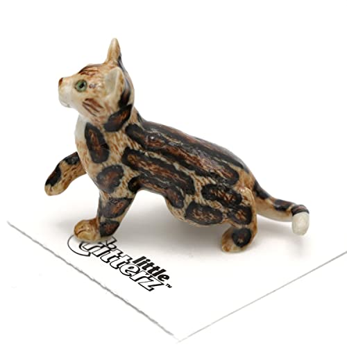 Little Critterz Cat - Marble Bengal Cat Spirit - Home Decor Animal Miniature Porcelain Figurine