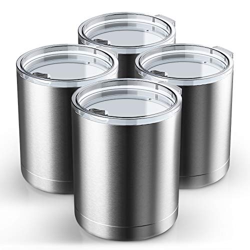 Stainless Steel Cups with Lids Beasea 135oz 4pcs Stainless Steel Tumbler Double Wall Vacuum Insulated Metal Drinking Cups Tumbler Travel Coffee Cup for Home Office Outdoor