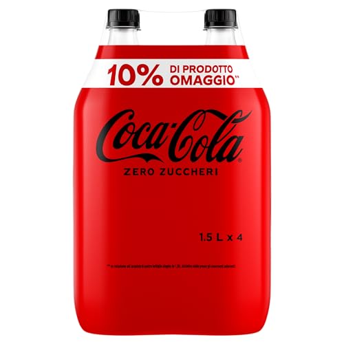 Coca-Cola Zero Zuccheri Zero Calorie - 4 Bottiglie da 1,5 L