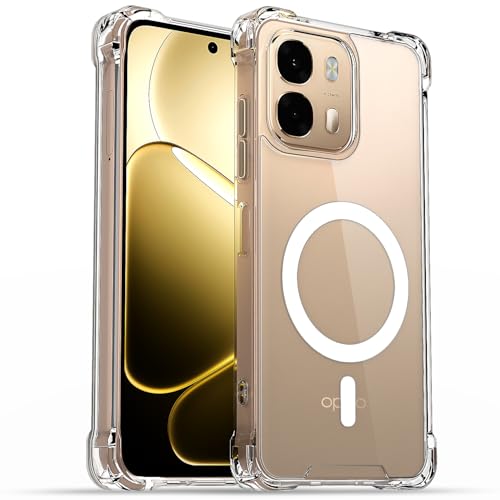 Image of Amazon Basics Back Cover for Oppo A6 Pro 5G Mag-Safe Shockproof PC + TPU Protective Case Magnetic Support Bumper Case (Transparent Mag-Safe)