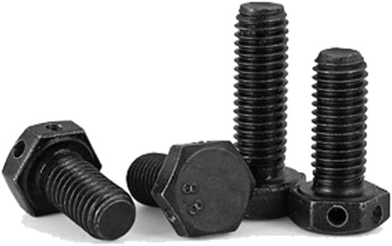 2pcs M6 M8 External hexagon head with hole screws hex screw machine bolts thread nails 8.8 grade carbon steel BLACK color - (Size: M6x30mm)