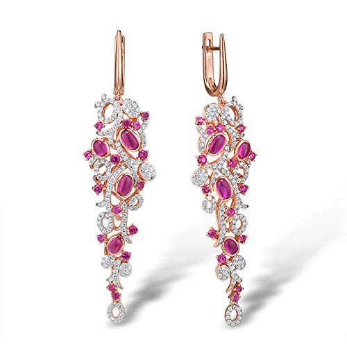 Santuzza Grape Drop Earrings Created Ruby Dangle Earrings 925 Sterling Silver Elegant Sparkling Fine Jewelry For Women