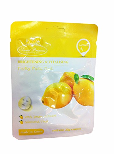 2 Packs of Sweet Princess Brightening & Vitalising Fruity Facial Mask, with Lemon Extract. Colourant Free. Made in Korea. (20 G Essence/ Pack)