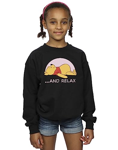Image of Disney Girls Winnie The Pooh Relax Sweatshirt Black 9-11 Years