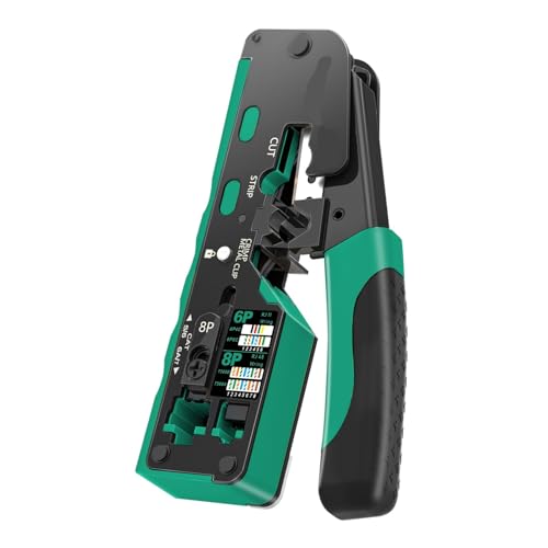 RJ45 Crimping Tool Kit With Stripping And Cutting Functions, For CAT8 Cat7 Cat6a Cat6 Cat5E Connectors, Includes Cable Tester An