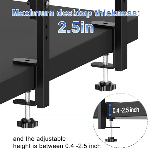 Image of 2-Tier Desk Shelf Desk Organization, Wood | Expandable Under Desk Storage Clamp on Desk Shelf Desktop Accessories for Offices Study Rooms and Game Rooms