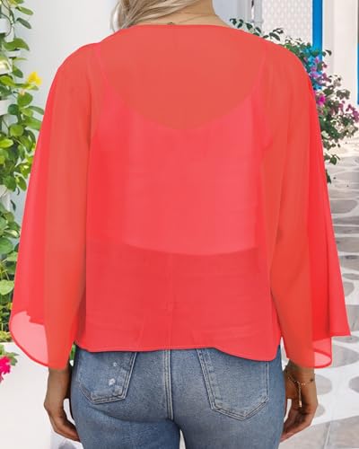 Image of Womens Summer Tops Short Shrugs Kimono Cardigans Casual Chiffon Bolero Jackets 2026