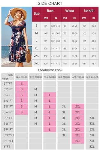 Ouges Women'S Summer Short Sleeve V-Neck Pattern Knee Length Dress With Pockets Casual Summer Dress Sundresses thumb #5
