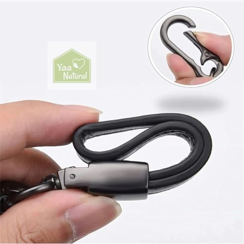 Image of Yaa Catchy Premium Leather & Metal Keychain And Keyring Compatible With Royal Enfield (Black)