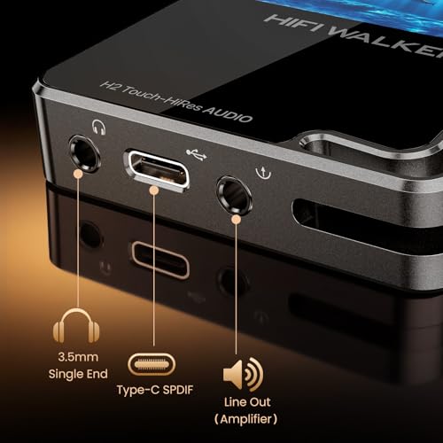 Image of HIFI WALKER Hi-Res MP3 Player with Bluetooth, H2 Touch 2.4 inch HD Touchscreen, DSD /FLAC Lossless Audio Player, 128GB SD Card Included, Supports up to 512GB