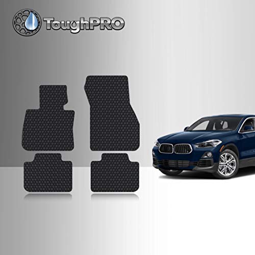 TOUGHPRO Floor Mats Accessories Set (Front Row + 2nd Row) Compatible with BMW X2 All Weather Heavy Duty (Made in USA) Black Rubber 2018 2019 2020 2021 2022