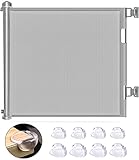 Treppenschutzgitter Ausziehbar Kindergitter 0-150 cm, Schutzgitter Türschutzgitter für Babys und Haustiere, Einhändig Bedienbar Treppengitter, Geeignet für Innen Außenbereich (Grau)