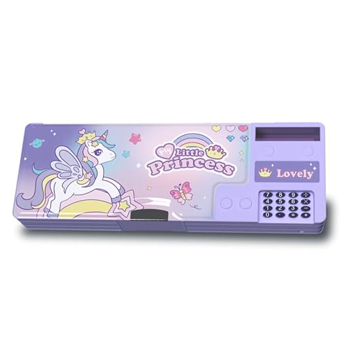 Ristpal Estojo Multifuncional Pop-Up Para Meninos E Meninas Com Calculadora, Apontador, Caixa Fofa Material Escolar, Organizador De Papelaria, Melhor Presente Aniversário Crianças (Roxo)