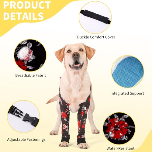 Image of LovinPet Dog Elbow Protector Anti-Licking Elbow Sleeve, Adjustable, Comfortable & Durable Front Leg Guard for Medium to Large Dogs, Prevents Licking and Chewing,Dog Sleeve,Dog Leg Sleeve,Red