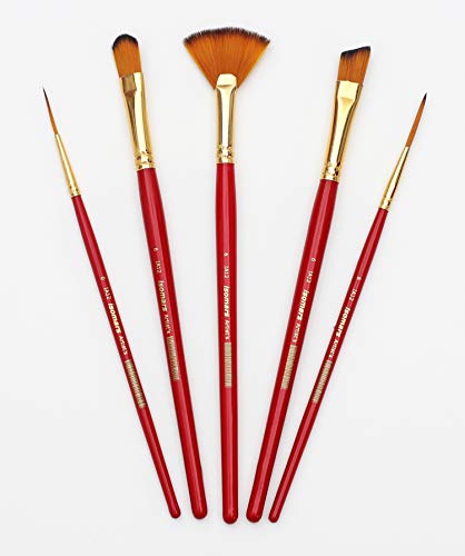 Image of Isomars Artist Mix Paint Brush Set - Set of 5 Versatile Brushes for Acrylic, Watercolor, Oil & Craft Painting - Ideal for Detailing, Blending & Smooth Strokes