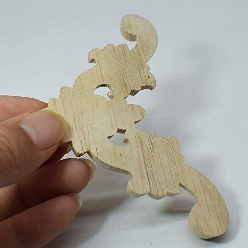 Apliques de madera tallada Onlay de 2 piezas para decorar esquinas de muebles en carpintería 4