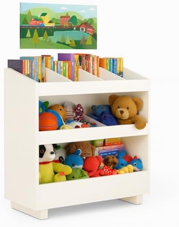 Organizador Infantil em MDF Branco – Estante para Brinquedos e Livros com P...