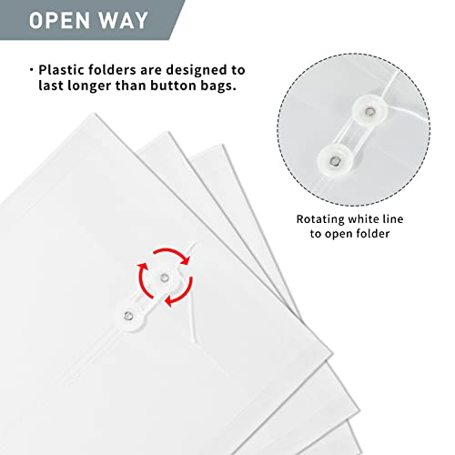 12 Pack Plastic Envelopes With String Closure,Super-Thick A4 Size Plastic Folders With Expansion Gusset,Reusable Clear Poly Envelope For Home Work Office Organizer #TOP2