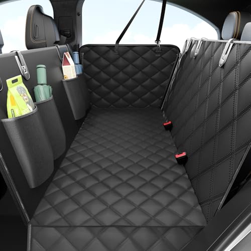 Elouta Dog Car Seat Cover for Back Seat,100% Waterproof Scratch Proof Nonslip Seat Cover,600D Heavy Duty Scratch Soft Dog Hammock for Car for Cars Trucks and SUVs（Black Grey