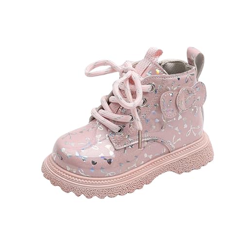 Girls Glitter Combat Boots Lace Up Ankle Booties Sparkly Fashion Casual Party Outdoor Non Slip Shoes
