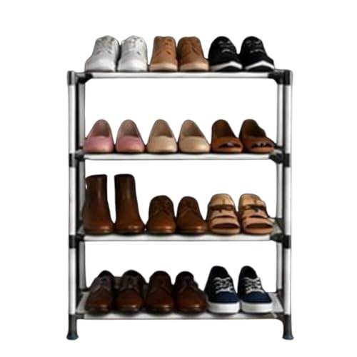 Image of 4-Tier Shoe Storage Shelf with Sturdy Construction, Ventilated Open Slat Design, Tool-Free Quick Setup, Non-Slip Feet, Perfect for Closet, Bedroom, Shoe Organization