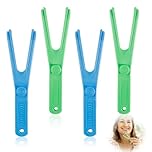 4PCS Floss Holder Plastic Dental Floss Holder Blue and Green Reusable Floss Pick Interdental Toothpick Flossers Reusable Floss Handle Holder for Oral Teeth Clearing Adults and Kids Dental Tools