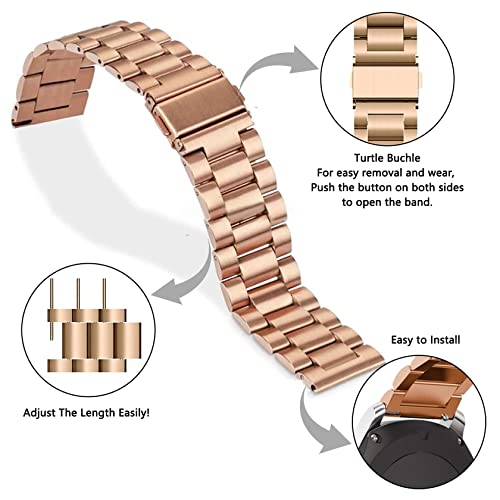 ToVioc Strap Compatible with Amazfit GTS 3/ GTS 2e/ GTS 2 Mini/GTS 2/ GTS/GTR 42mm, Adjustable and Stainless Steel Replacement Bracelet for Huawei Watch GT 3 42mm/ GT 2 42mm - Rose Gold - Image 3