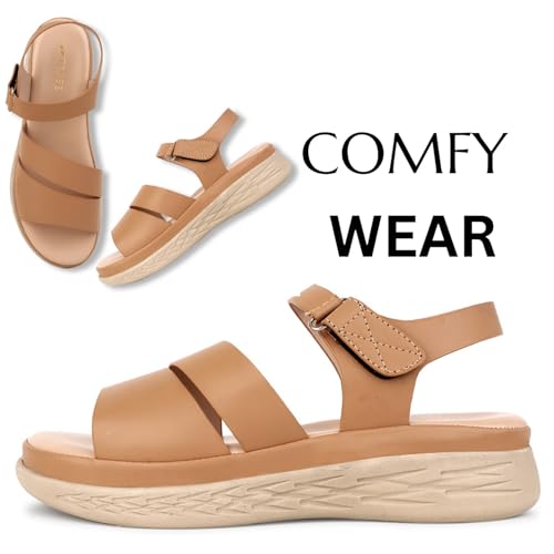Image of TRASE Snug Steps Women Casual Double Strap Hook And Loop Sandals