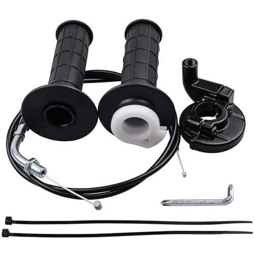 Heymaillc 7/8\" 22mm Handlebar Twist Throttle Accelerator Handle Grips and Bent Cable Set for 50cc 110cc 125cc 150cc 250cc SSR Dirt Bike Quad ATV Pit Pocket Trail Mini Bike Motor