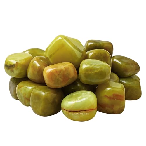 Image of Green Opal Crystal Healing Tumbled Stone, Natural Polished Crystals for DIY Crafts, Manifestation, Meditation, Pooja Feng Shui and Reiki Healing (30 Grams)