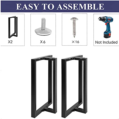 Image of HOMEKAYT Metal T-Shape Desk Legs, 28 inchH x 17.7 inchW, Heavy Duty (800lbs), Black (2Pcs) - Perfect for Dining, Computer, Office Tables & More