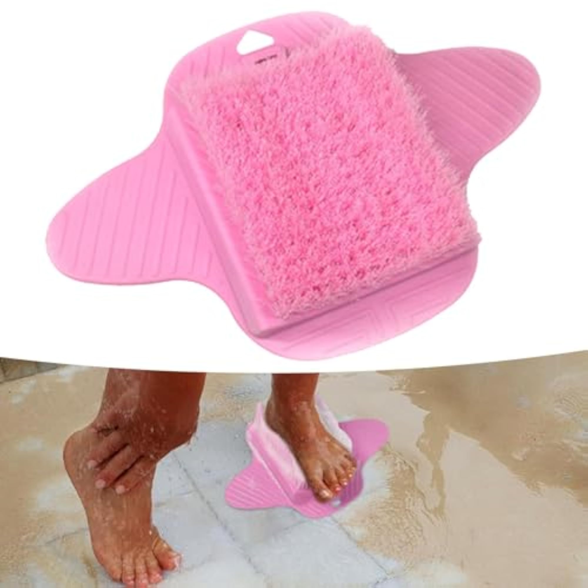 Pink Shower Foot Scrubber Mat with Nonslip Suction Cups