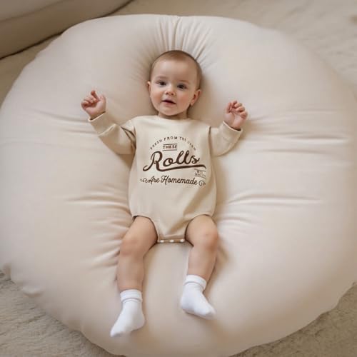 luethbiezx Infant Baby Boys Girls Thanksgiving Outfit Rolls are Homemade Long Sleeve Sweatshirt Romper Fall Clothes2