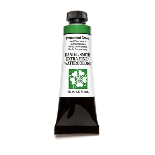 DANIEL SMITH Extra Fine Watercolor 15ml Paint Tube, Permanent Green, 0.5 Fl Oz (Pack of 1)