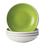 Rachael Ray Dinnerware Rise Collection 4-Piece Stoneware Soup and Pasta Bowl Set, Green