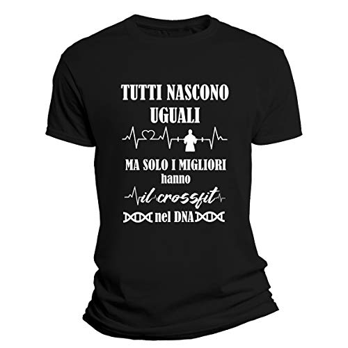 Overthetee Tshirt Crossfit Uomo Sport - Tutti Nascono Uguali - Ma Solo i Migliori Hanno Il Crossfit nel Dna - Hobby - Idea Regalo - Tutte Le Taglie by