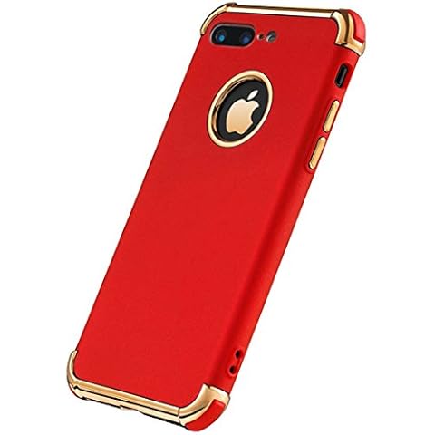 Tverghvad for iPhone 8 Plus Case, Ultra Slim Flexible iPhone 8 Plus Matte Case, Styles 3 in 1 Electroplated Shockproof Luxury Cover Case Compatible for iPhone 8 Plus (Shiny RED) Cover