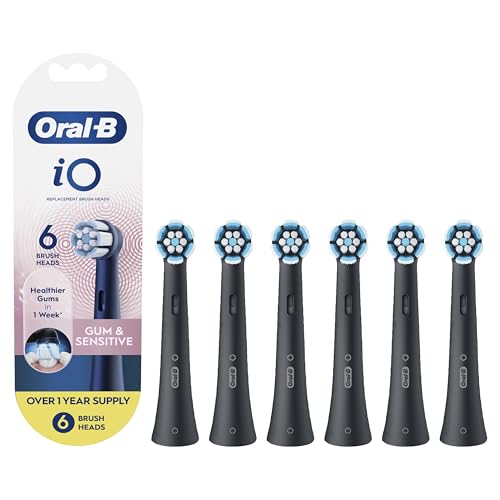 Oral-B iO Gum & Sensitive Replacement Heads Electric Toothbrush Brush Heads Black 6 Count