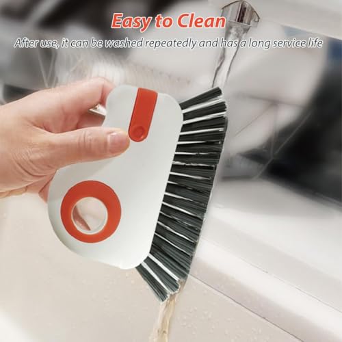 Image of KBZONE 2 in 1 Groove Cleaning Brush Window Track Cleaning Tools, Multifunction Bristle Crevice Cleaning Brush with Hidden Scraper, Grout Cleaner Grip Brush for Sliding Door Track