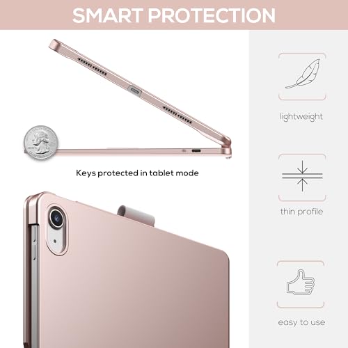 Image of typecase Touch iPad 11th 10th Generation Case with Keyboard (11 inch 2025, A16 & 10.9 inch 2022) - 360 Rotatable, 11-Color Backlit, Multi-Touch Trackpad, Pencil Holder, Thin & Light - Rose Gold