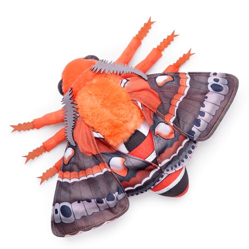 FRANKIEZHOU Simulation Cecropia Moth Stuffed Animal - Orange 15 Inch,Soft Moth Plush Toy for Kids, Baby Gifts,Home Decor, Cuddle Toy