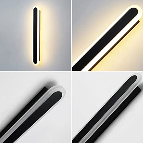 Aplique de pared LED lineal moderno y ultrafino negro de diseño minimalista de metal 6