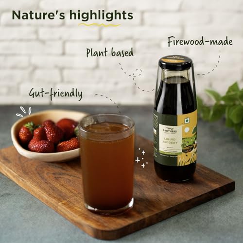 Image of Two Brothers Organic Farms Natural Liquid Jaggery (Kaakvi) (390ml) | Full of Minerals and Antioxidants | Plant-Based Natural Sweetener for Desserts, Drinks & Gut Health