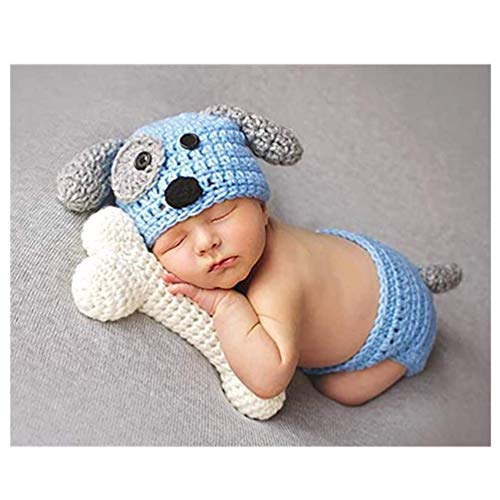 Coberllus Baby Newborn Photography Props Cute Dog Handmade Crochet Knitted Unisex Baby Cap Outfit (Style One), 0-3 Month #TOP1